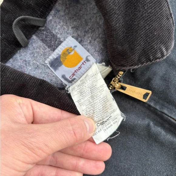 Carhartt J001 Detroit Jacket Blanket Lined Faded Black Workwear Vintage XL TALL - Picture 4 of 7